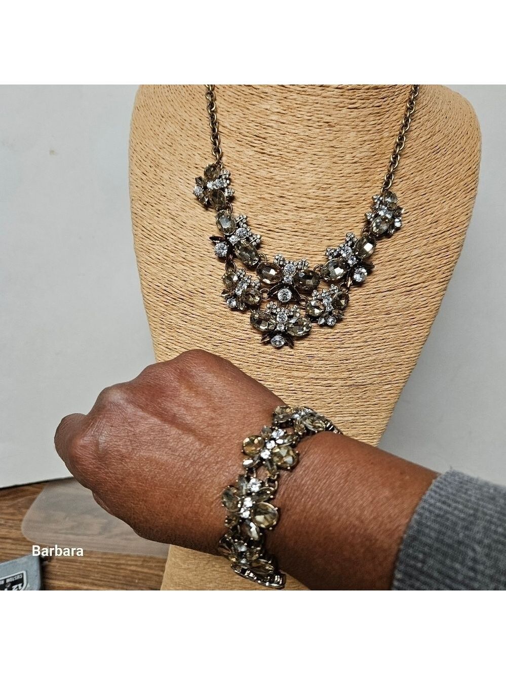 Banana Republic 2-Tone Crystal Butterfly Cluster Necklace & Bracelet